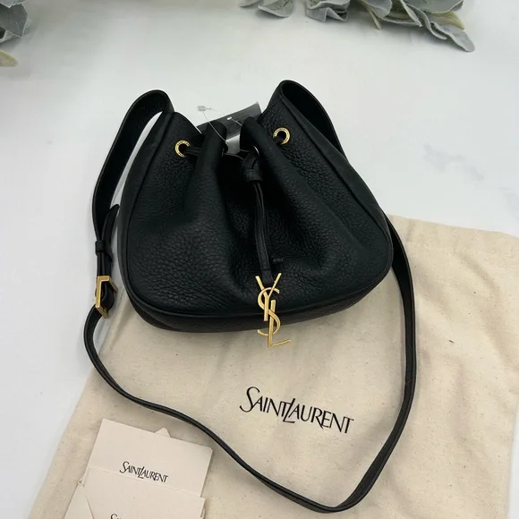 Saint Laurent Black Shoulder Bag with Gold Accents - Picture 3 of 16